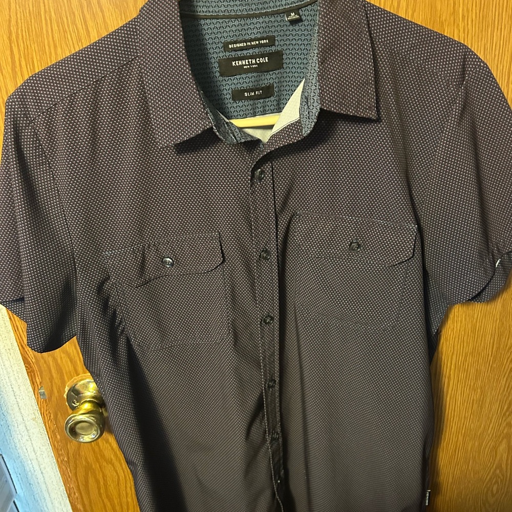 Kenneth Cole Men's Dark Patterned Button Down Shirt
